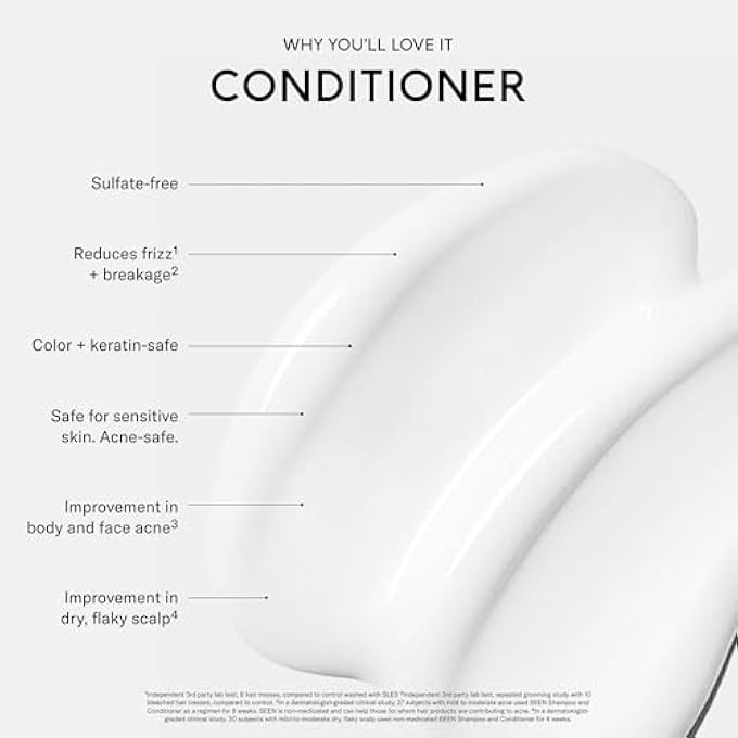 Seen CONDITIONER, FRAGRANCE FREE - NON-COMEDOGENIC & SULFATE-FREE HAIR CONDITIONER- DERMATOLOGIST-DEVELOPED - SAFE FOR SENSITIVE, ECZEMA & ACNE PRONE SKIN - Image 3